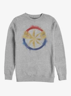 Marvel Avengers: Endgame Captain Marvel Spray Logo Heathered Sweatshirt
