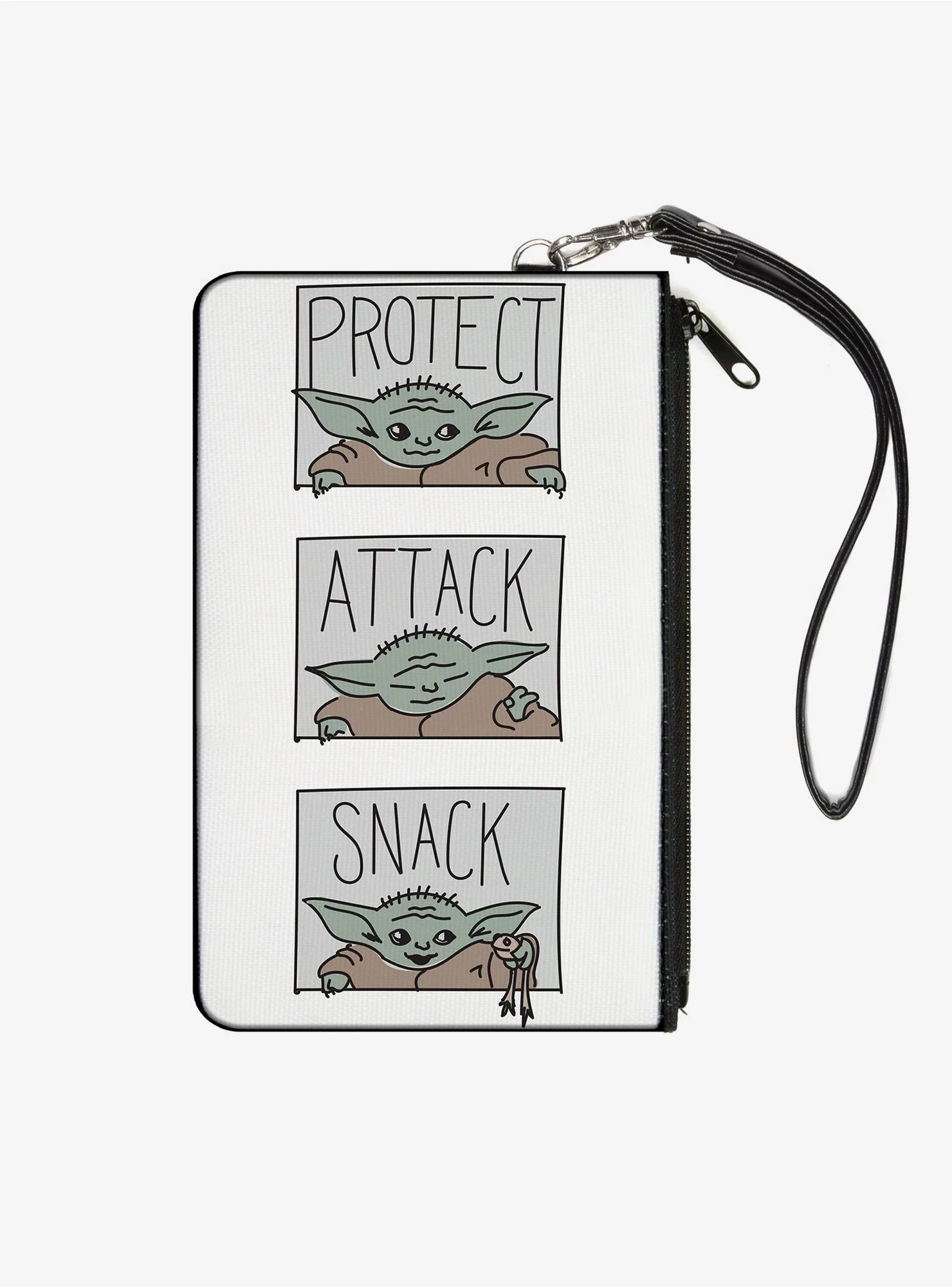 Star Wars The Mandalorian Child Protect Attack Snack White Wallet Canvas Zip Clutch