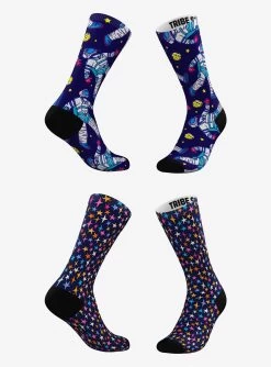 Space Astronaut And Retro Stars Socks 2 Pairs