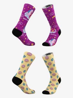Sweet Dreams And Frosted Donuts Unicorn Socks 2 Pairs