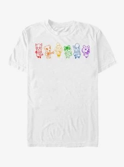 Extra Soft Nintendo Animal Crossing Line Art Rainbow T-Shirt