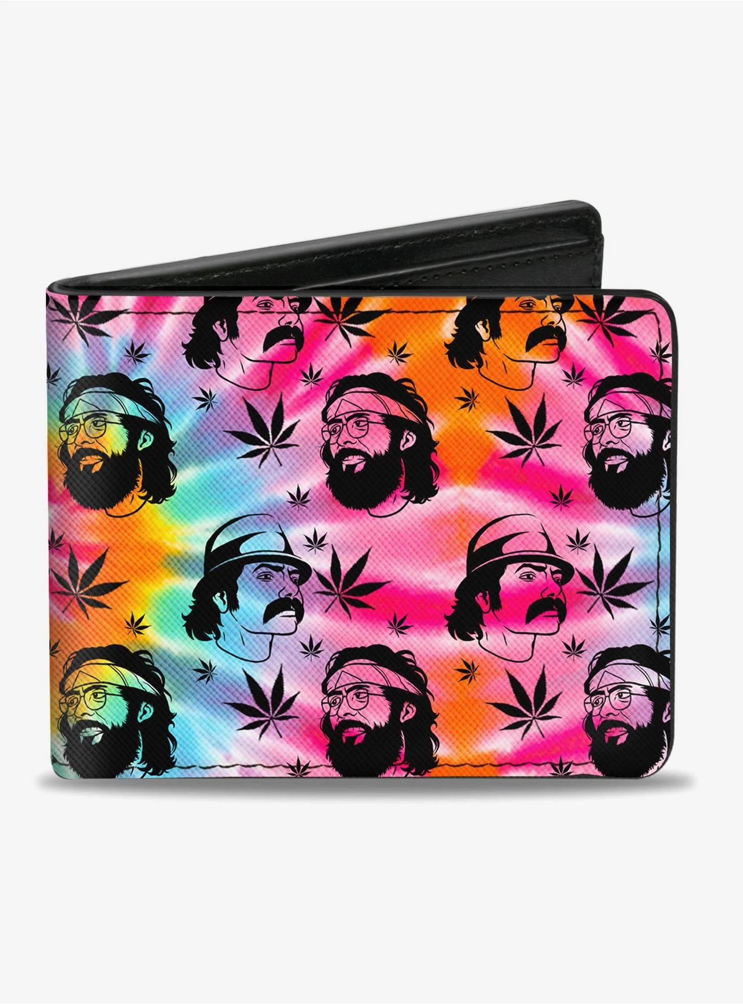Cheech Chong Caricature Faces Pot Leaves Tie Dye Bifold Wallet