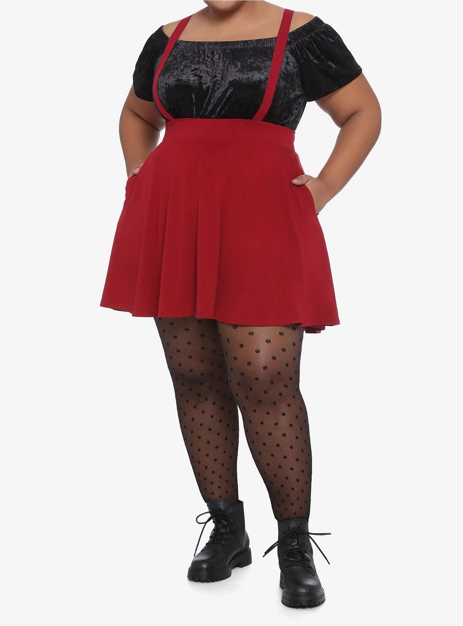 Red Suspender Circle Skirt Plus Size - Image 2