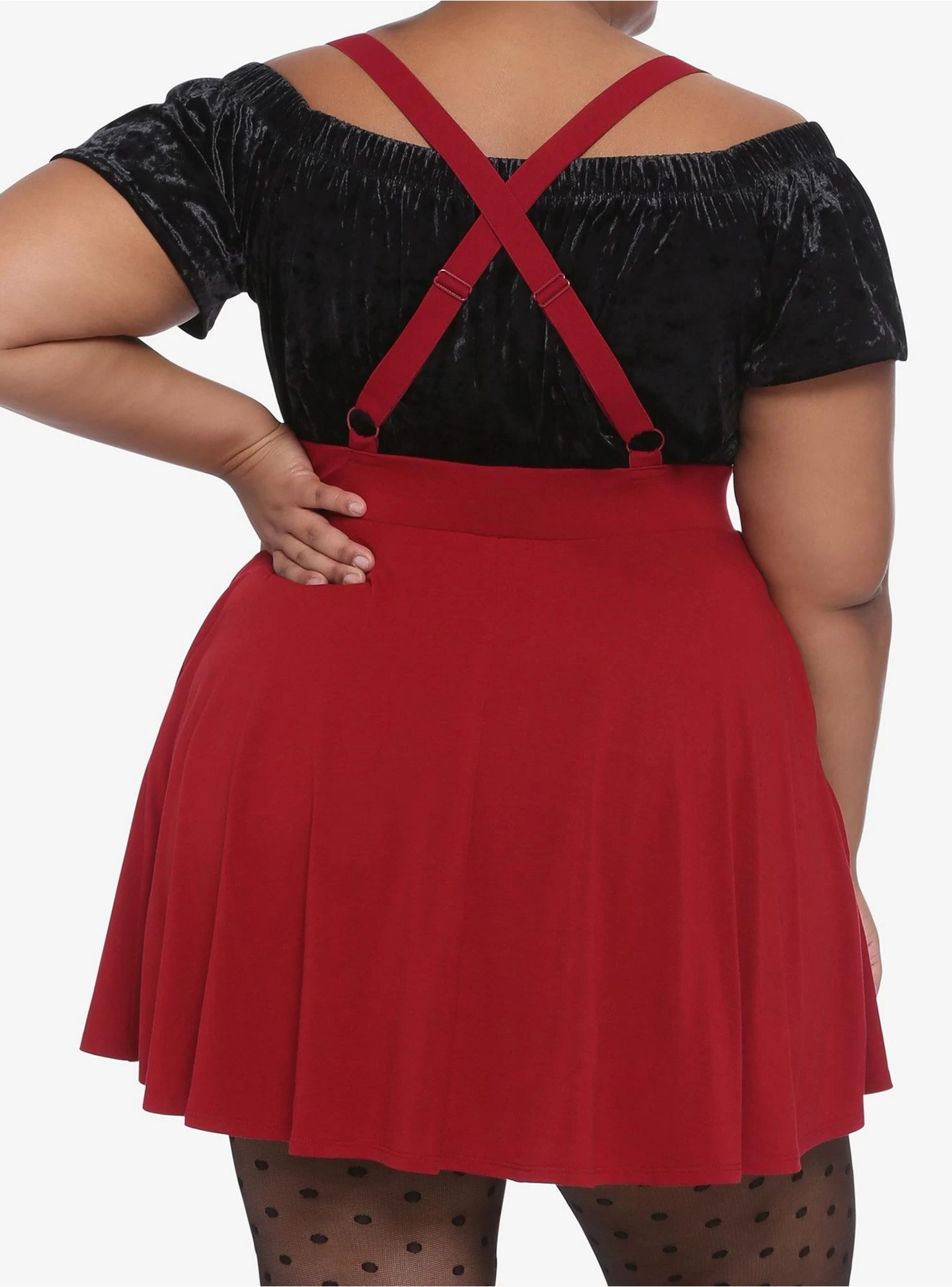 Red Suspender Circle Skirt Plus Size - Image 3