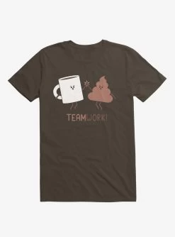Teamwork Coffee And Poop Brown T-Shirt