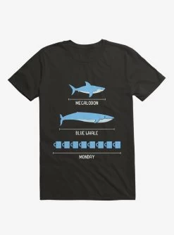 The Longest Things Megalodon, Blue Whale, Monday Black T-Shirt