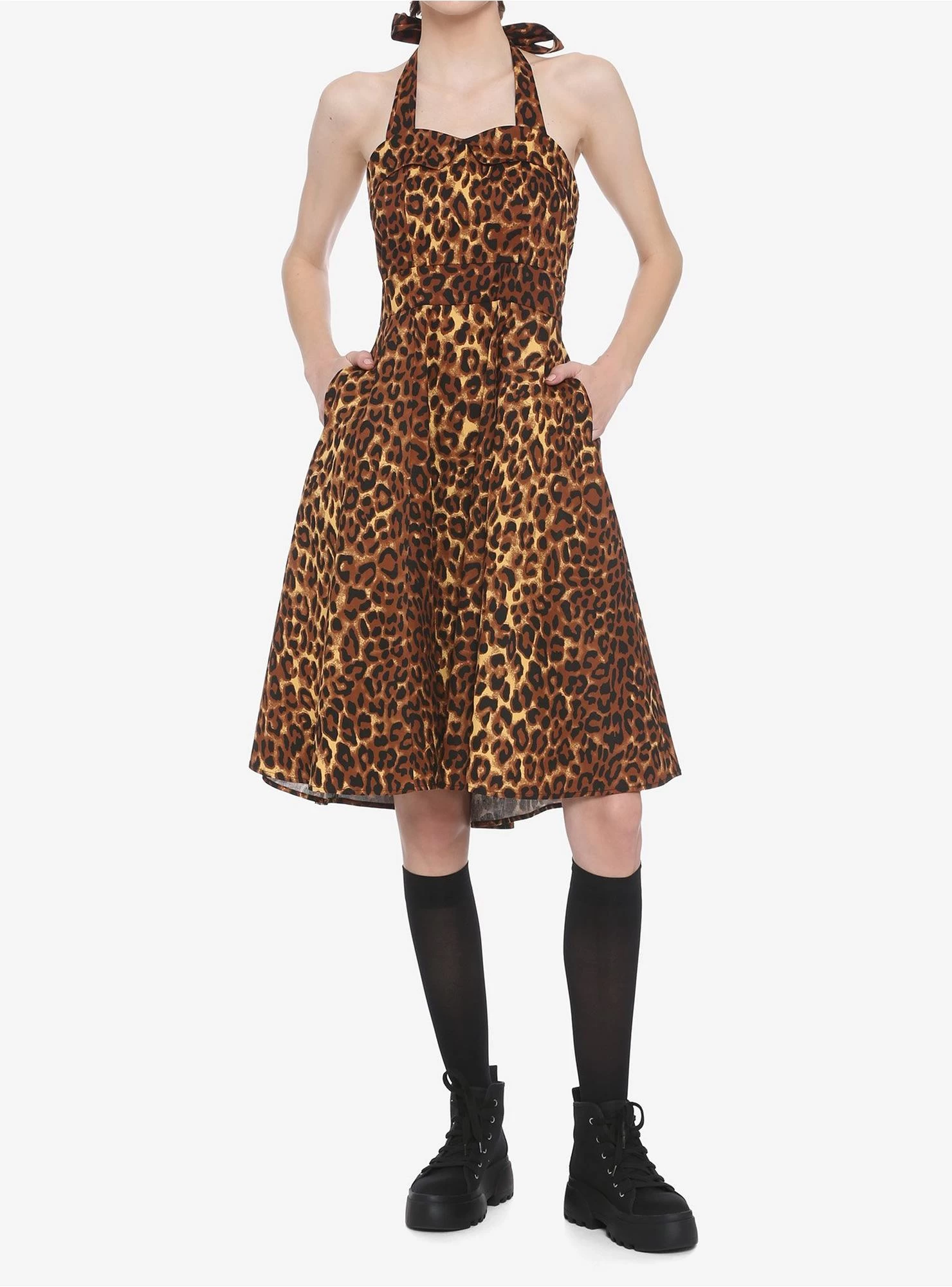 Leopard Print Halter Retro Dress - Image 2