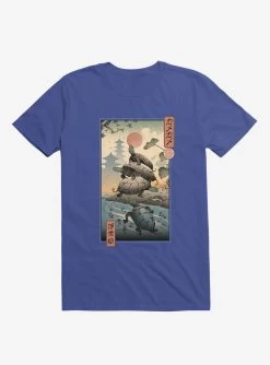 Turtle Stream Kame Kame Ukiyo-e Royal Blue T-Shirt