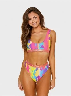 Dippin Daisys Festival Swim Top Electric Camo