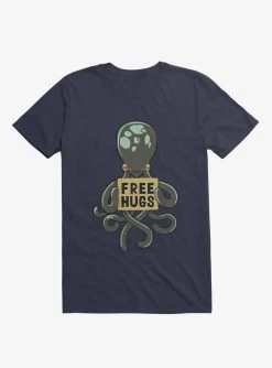 Free Hugs Octopus Navy Blue T-Shirt