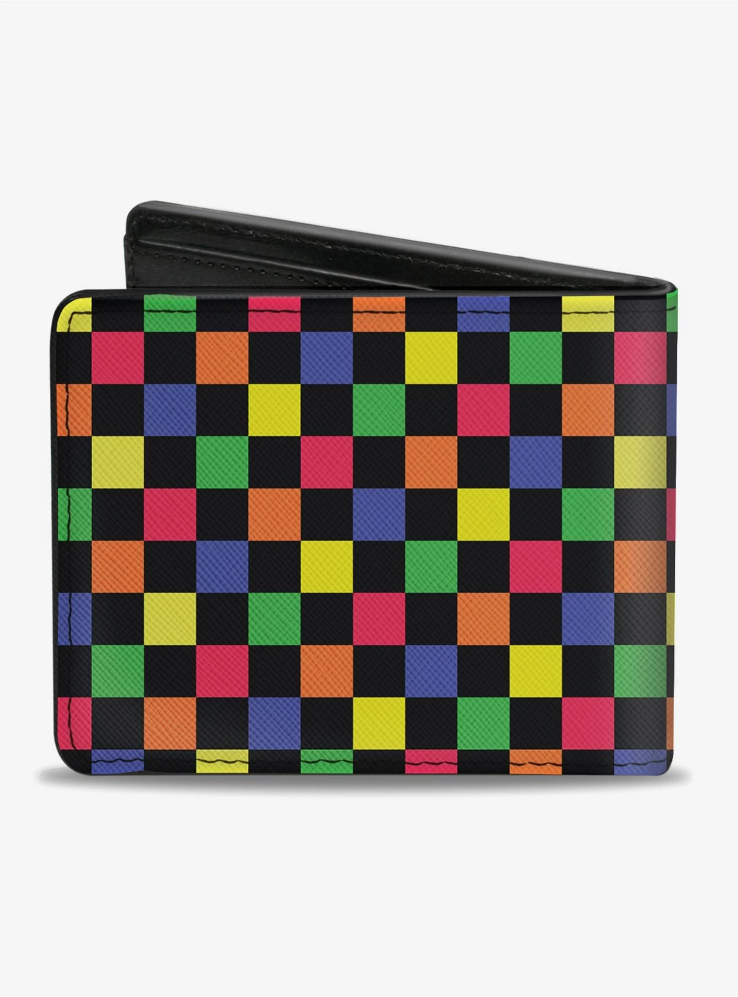 Checker Print Bifold Wallet Neon Multi - Image 2