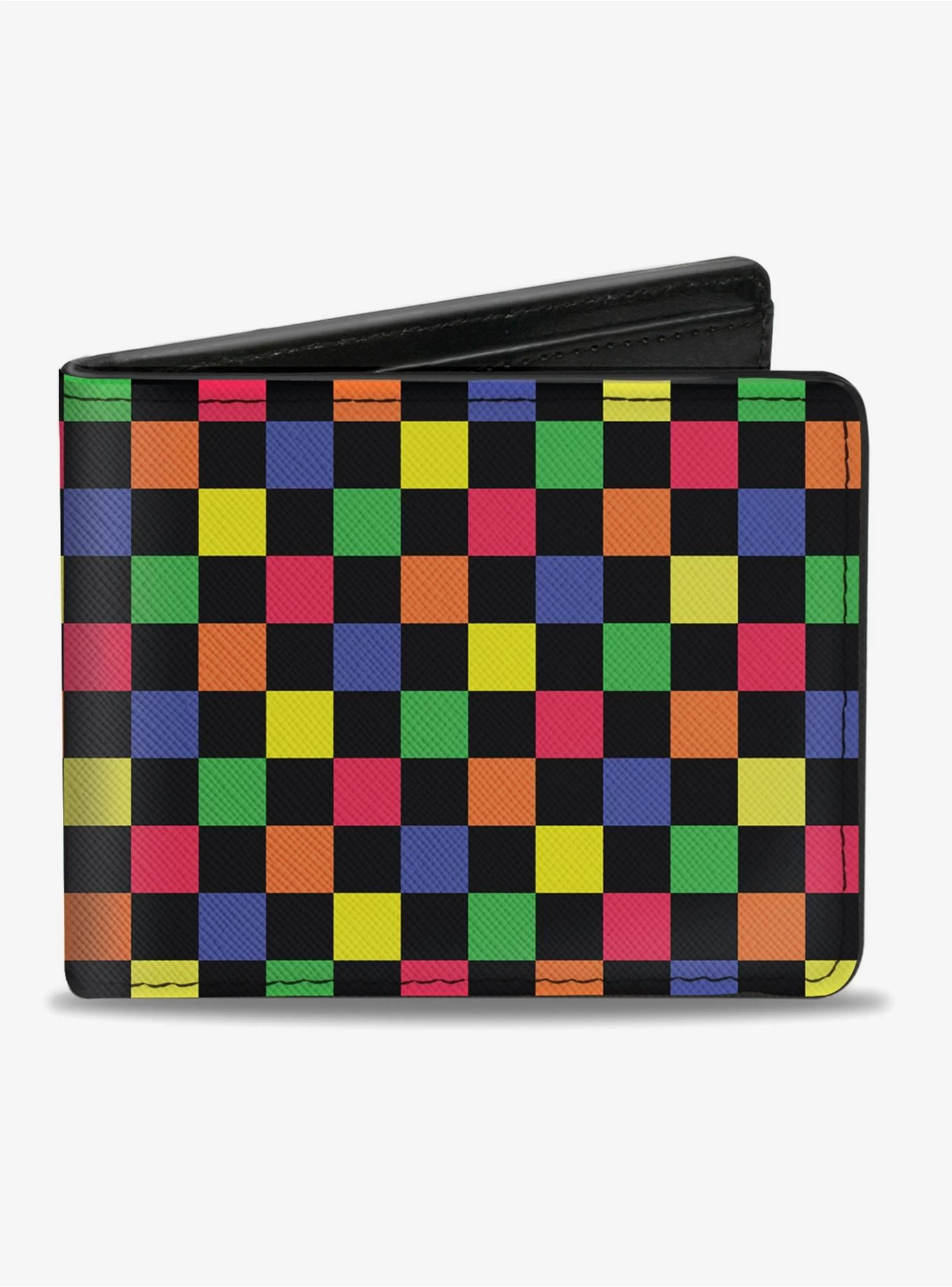 Checker Print Bifold Wallet Neon Multi