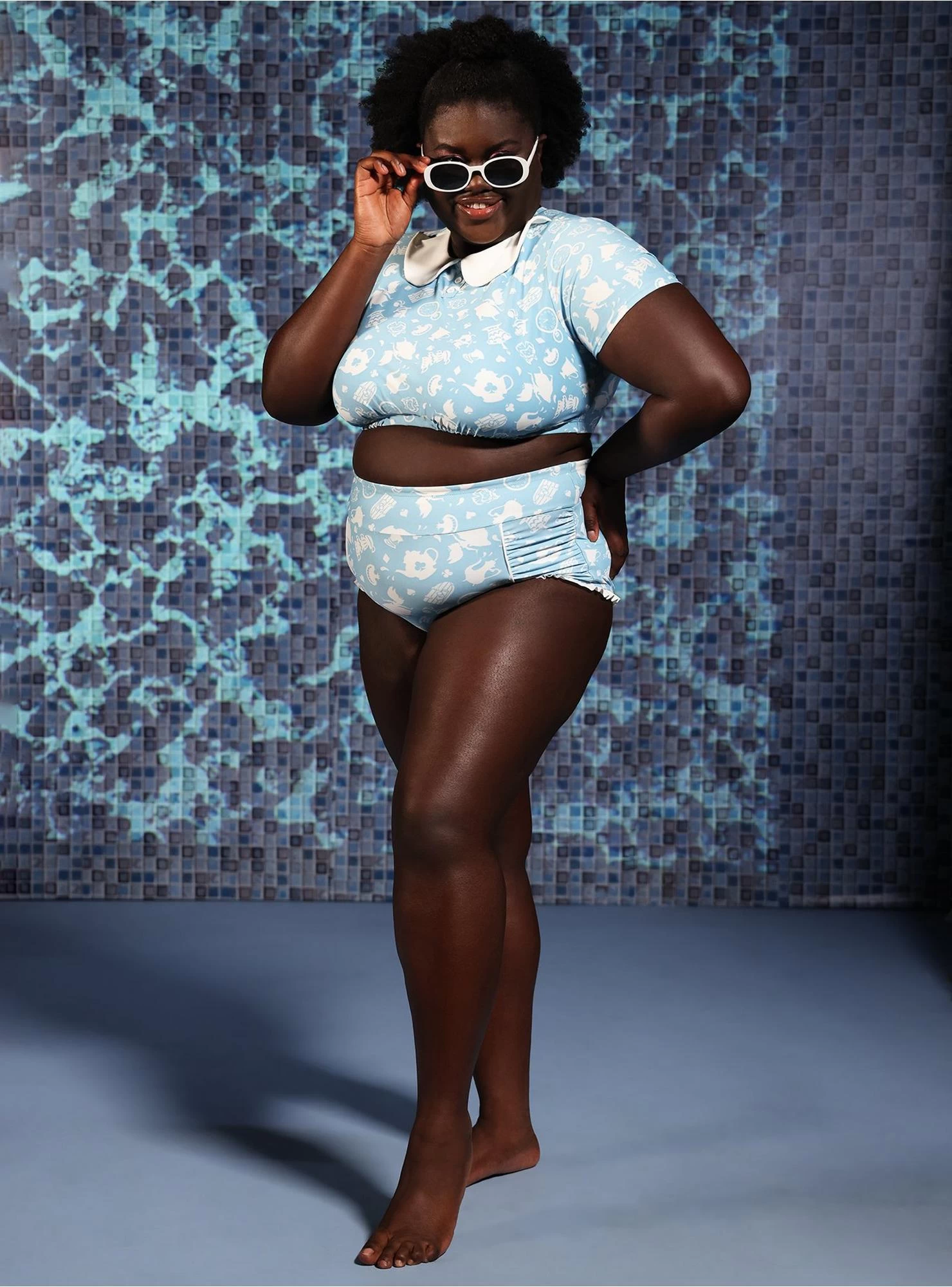 Disney Alice In Wonderland Collar Swim Top Plus Size - Image 4