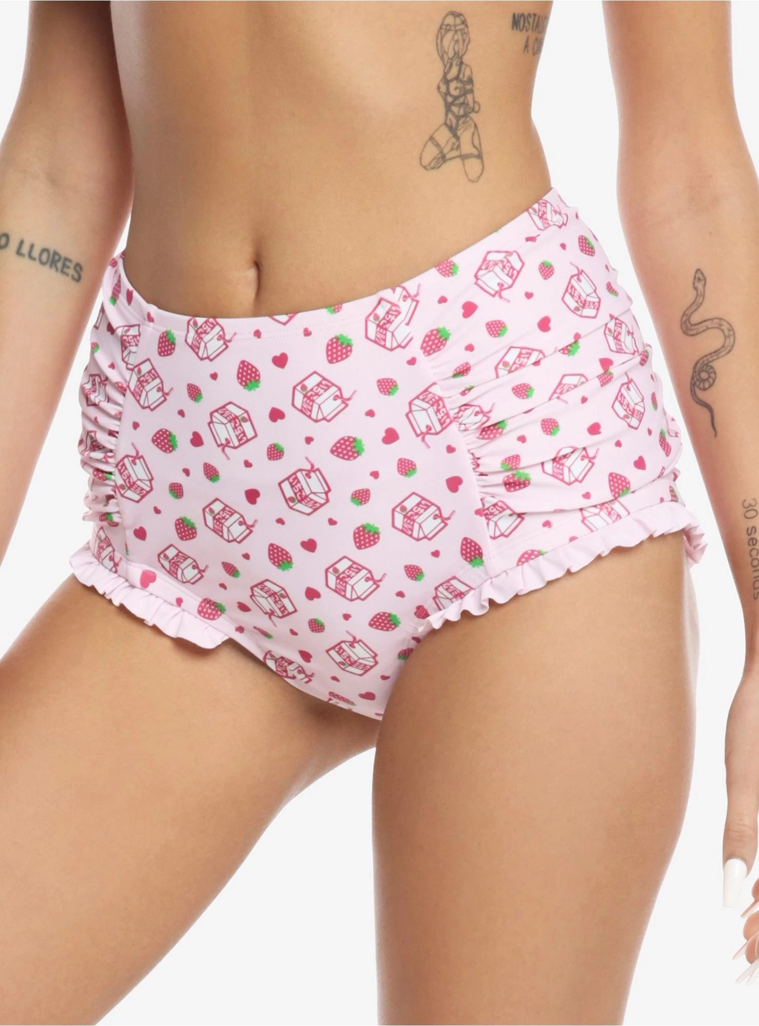 Strawberry Milk Ruffle High-Waisted Swim Bottoms - Image 2