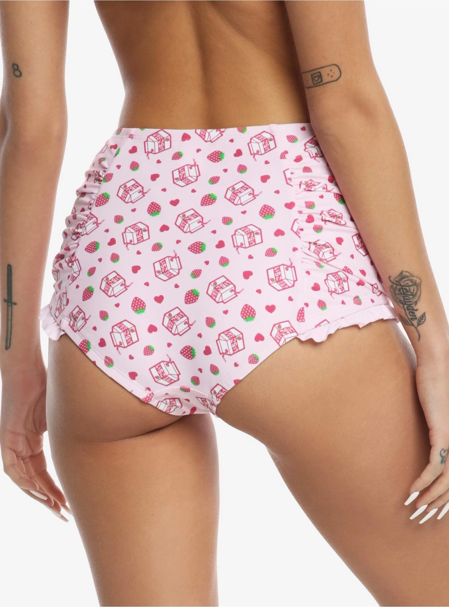 Strawberry Milk Ruffle High-Waisted Swim Bottoms - Image 3