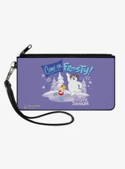 Frosty Snowman Skating Canvas Zip Clutch Wallet