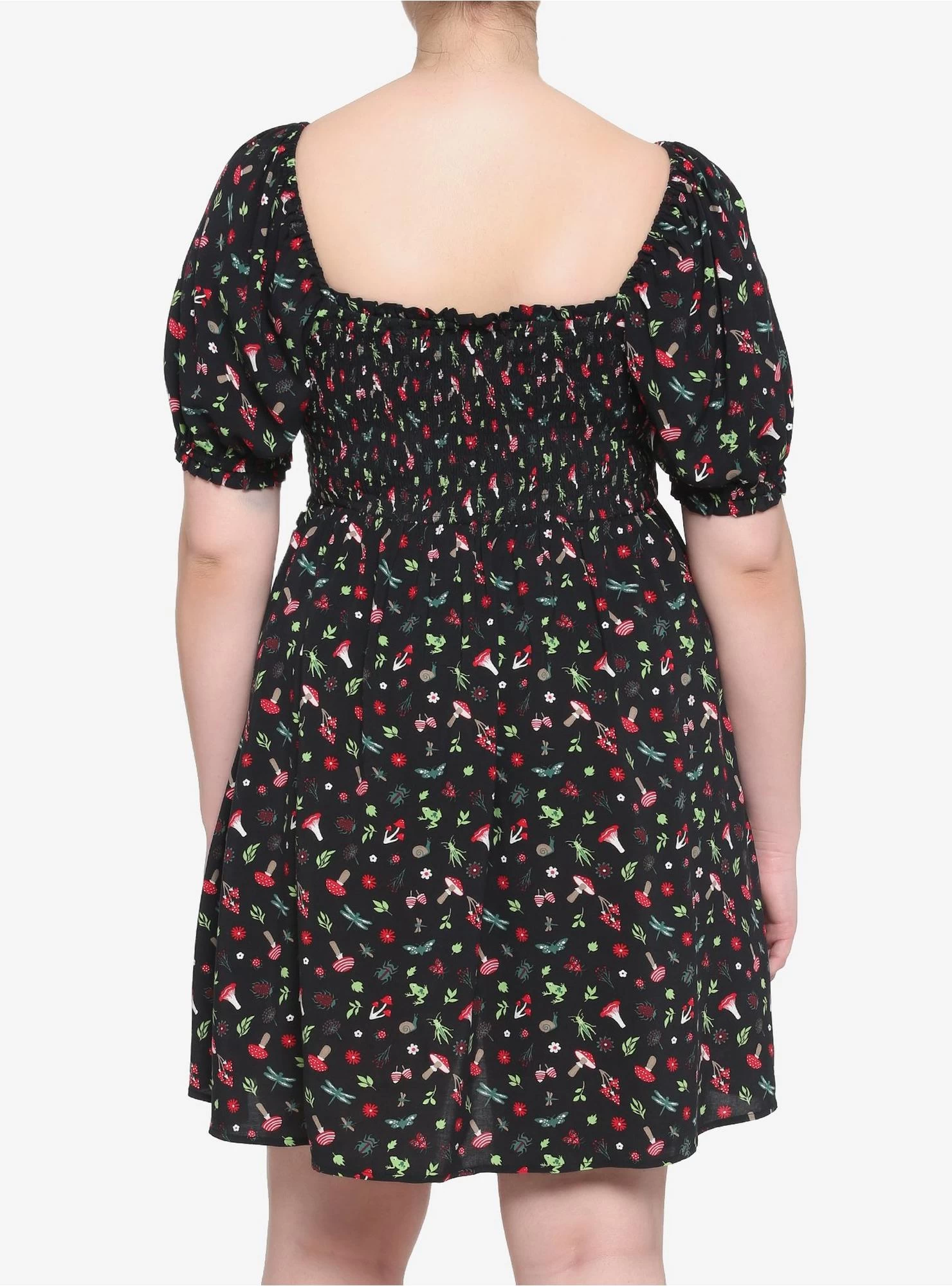 Black Mushroom Smocked Dress Plus Size - Image 3