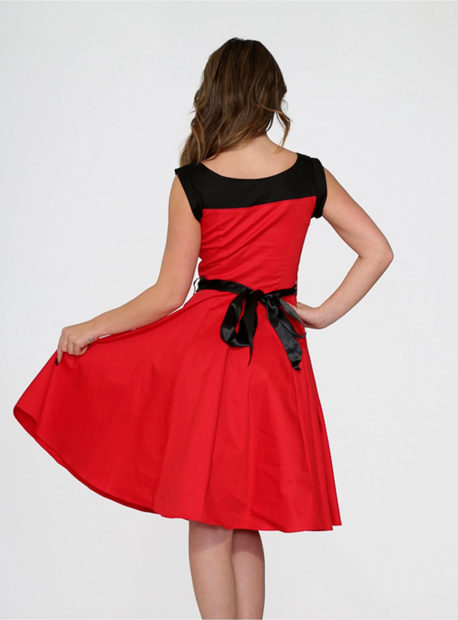 Retro Red Black Swing Dress - Image 2