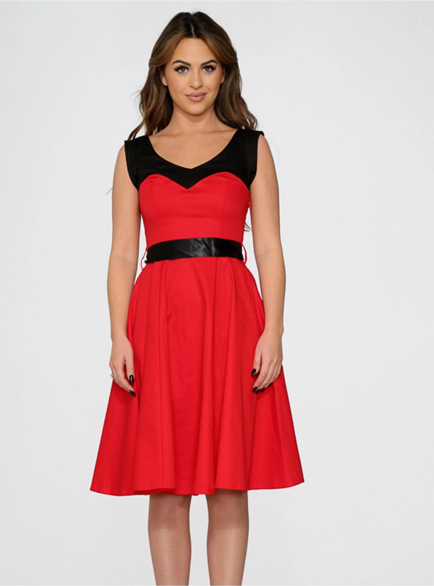 Retro Red Black Swing Dress
