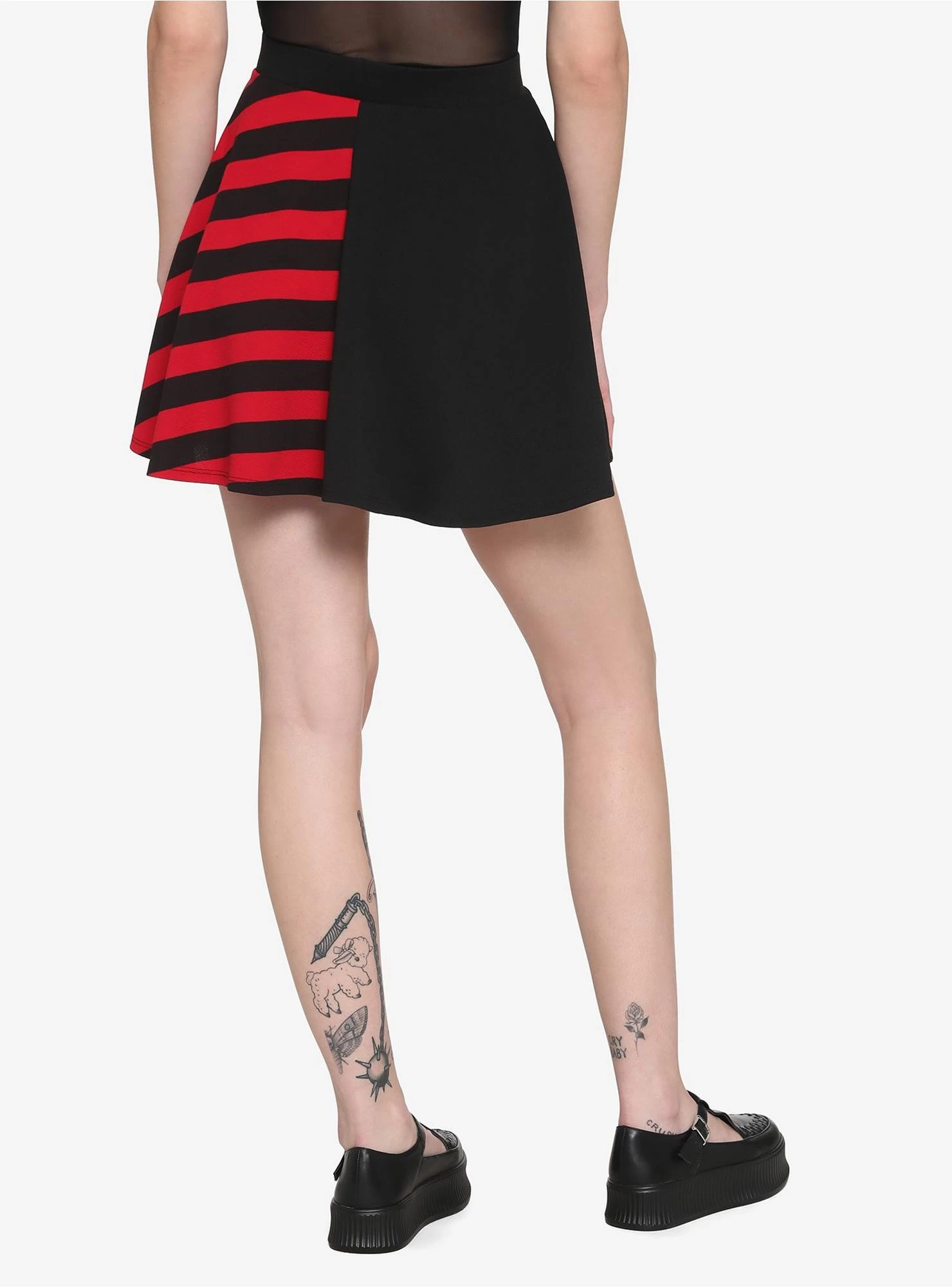 Black & Red Stripe Split Hook-And-Eye Skirt - Image 2