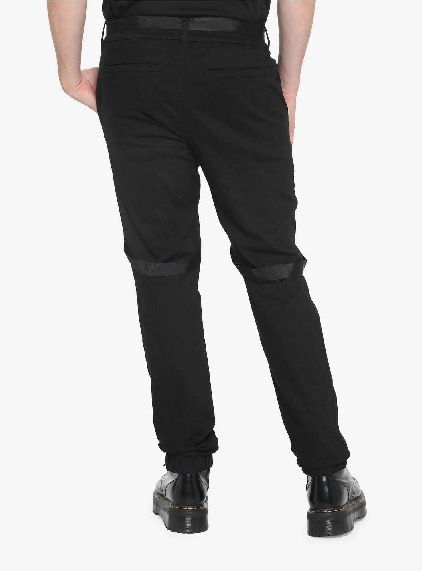 Black Straps & Chains Jogger Pants - Image 2