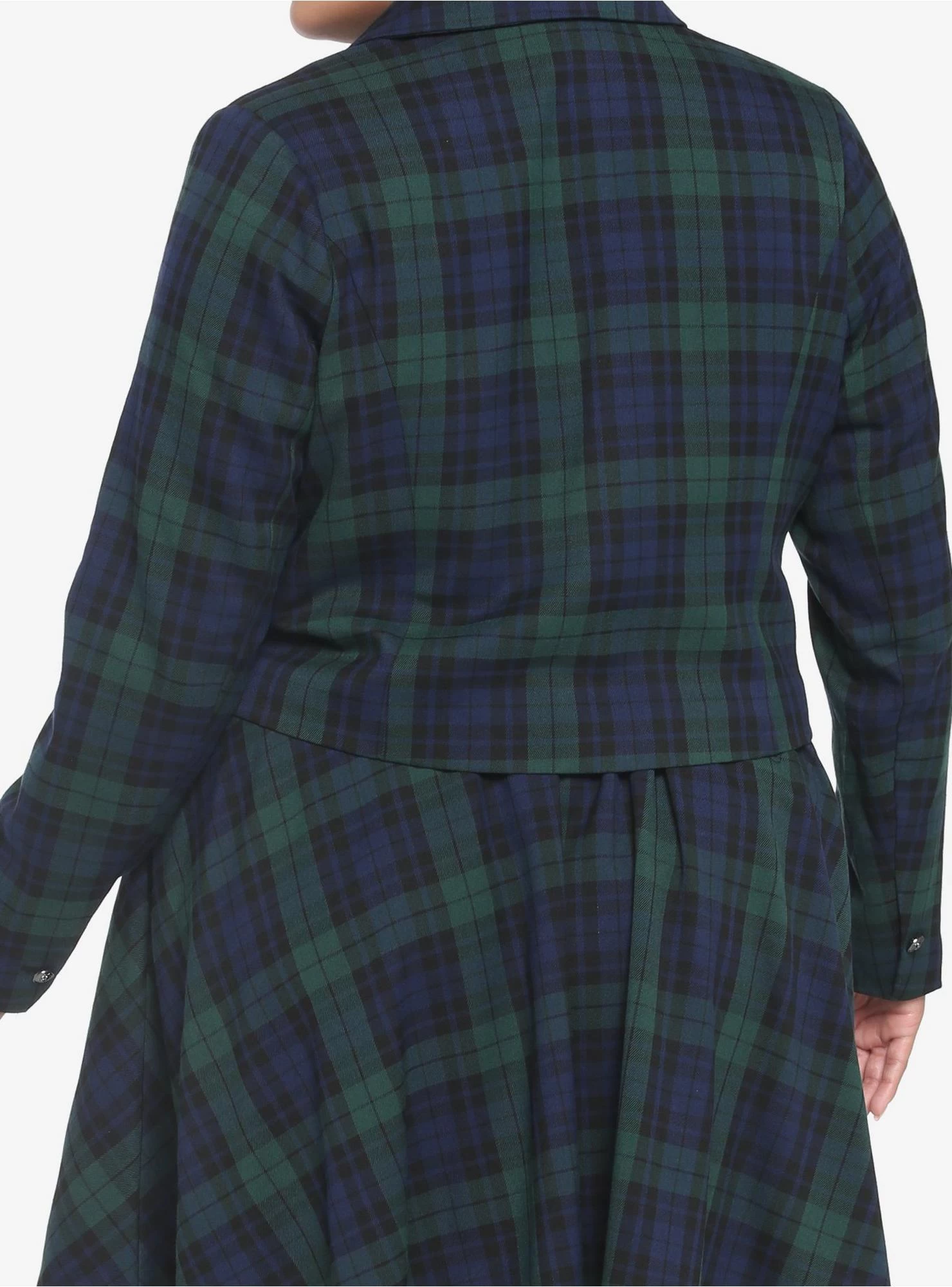 Green & Blue Plaid Girls Crop Blazer Plus Size - Image 3