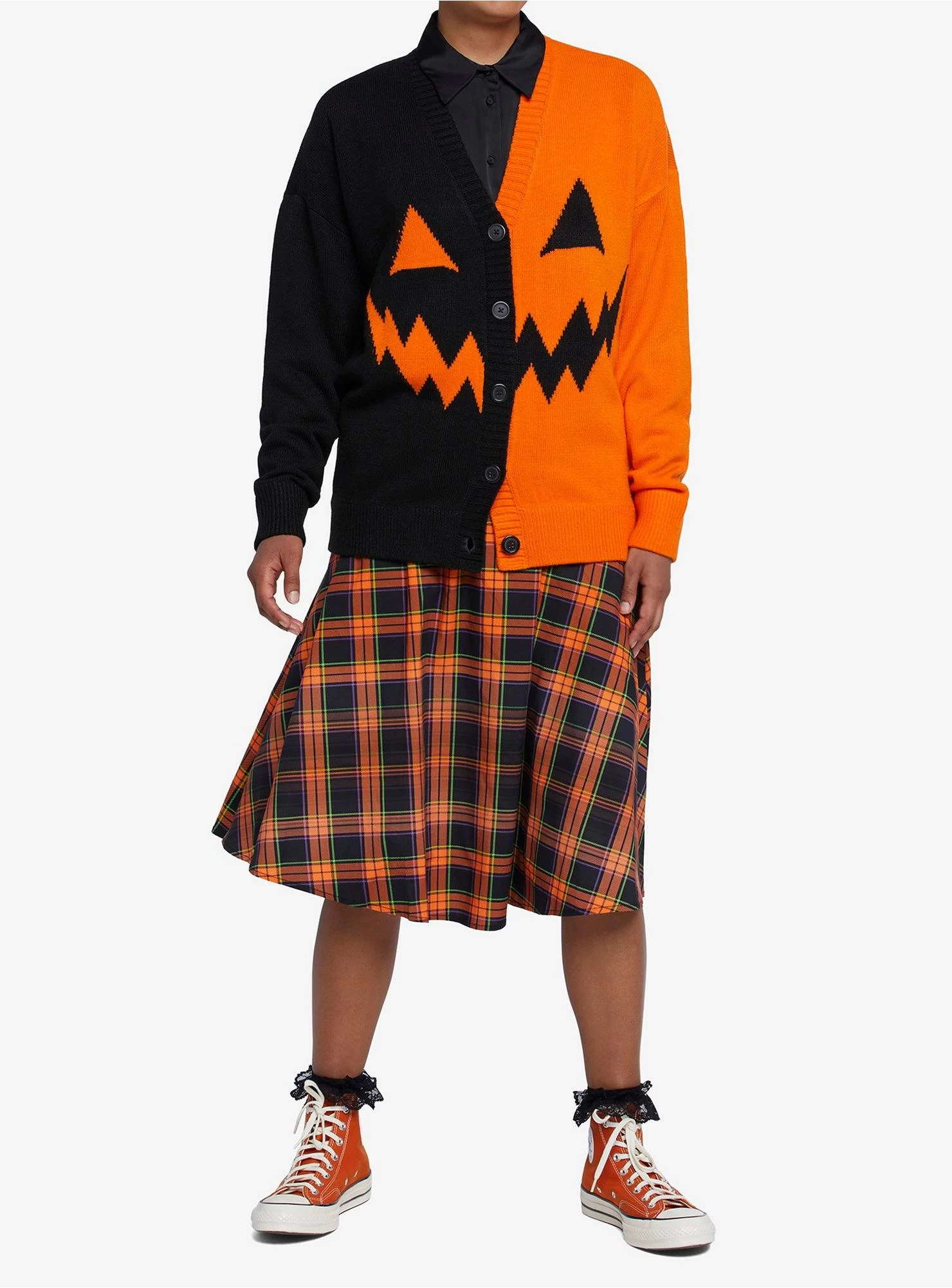 Orange & Black Pumpkin Split Girls Cardigan - Image 2