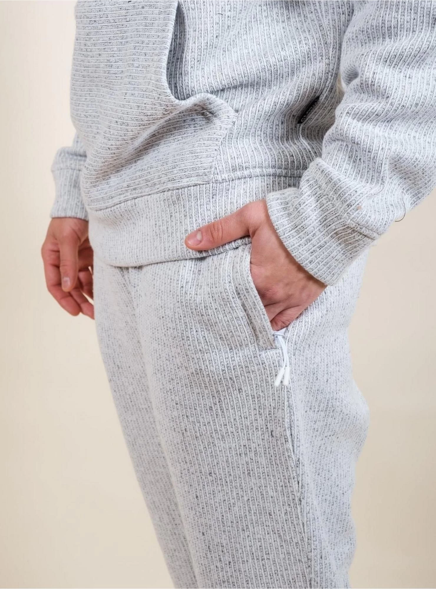 White Yarn Dye Stripe Cozy Sweatpants - Image 3