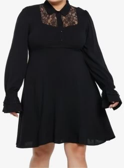 Black Lace Collared Dress Plus Size
