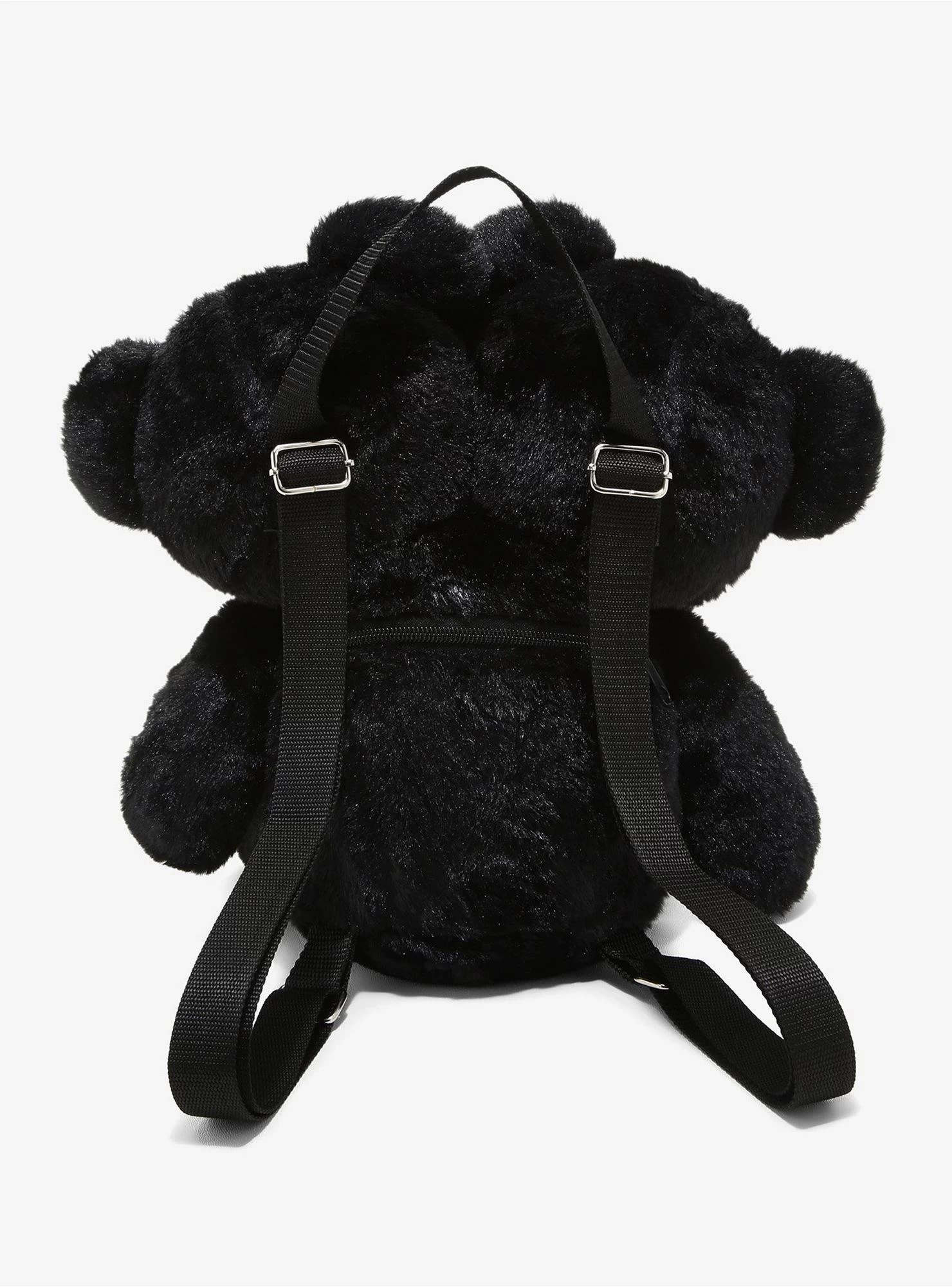 Black Double-Headed Teddy Bear Plush Backpack - Image 3