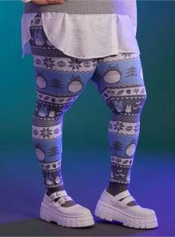 Her Universe Studio Ghibli My Neighbor Totoro Holiday Fair Isle Leggings Plus Size