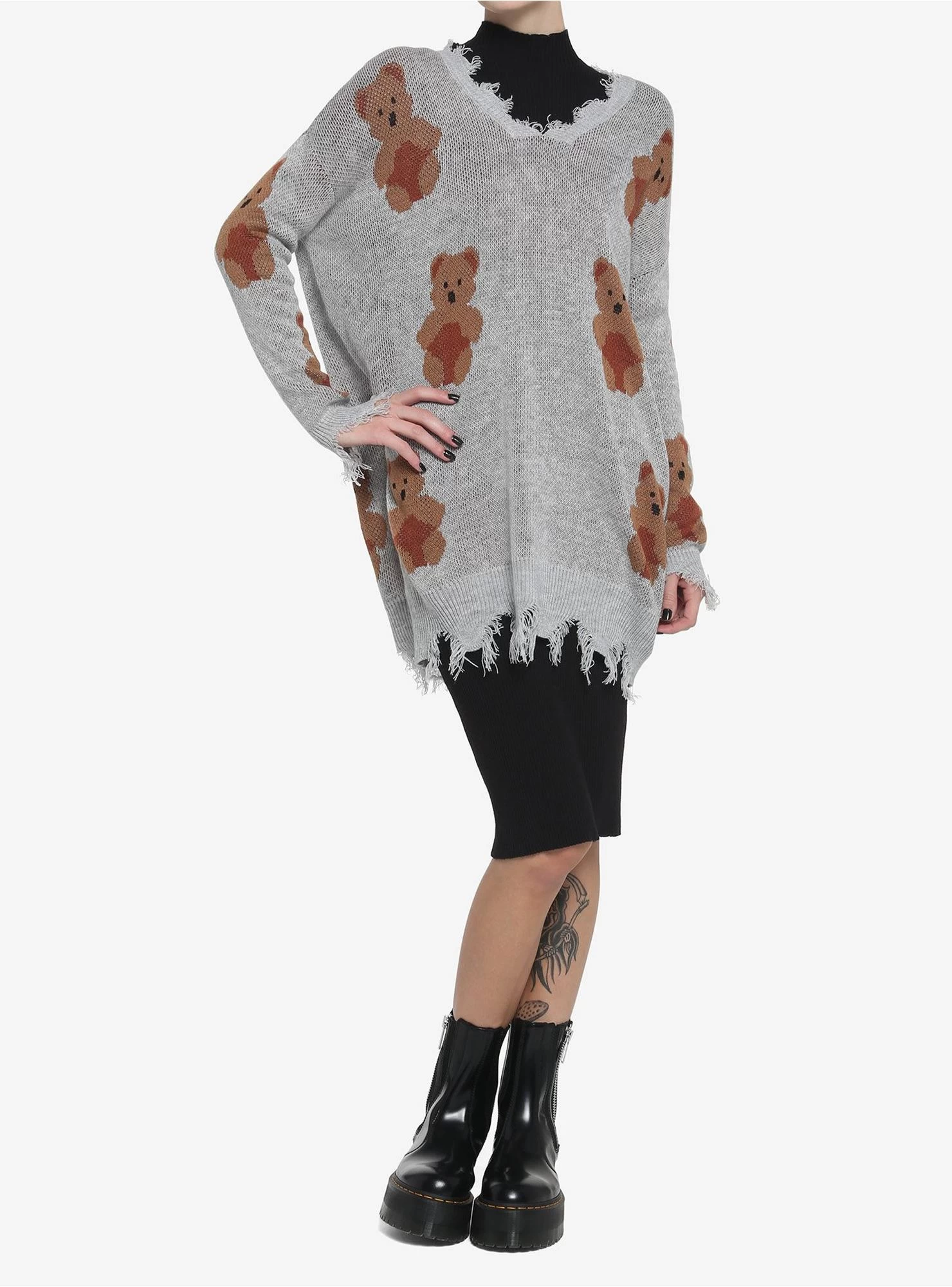Teddy Bear Distressed Sweater Dress - Image 2