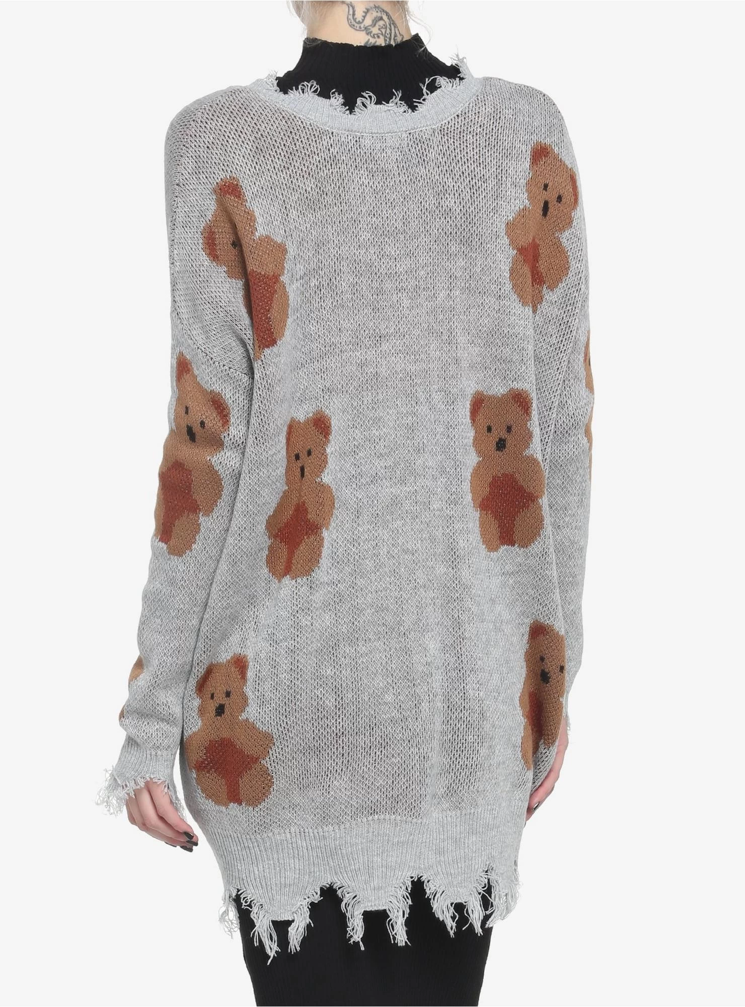 Teddy Bear Distressed Sweater Dress - Image 3