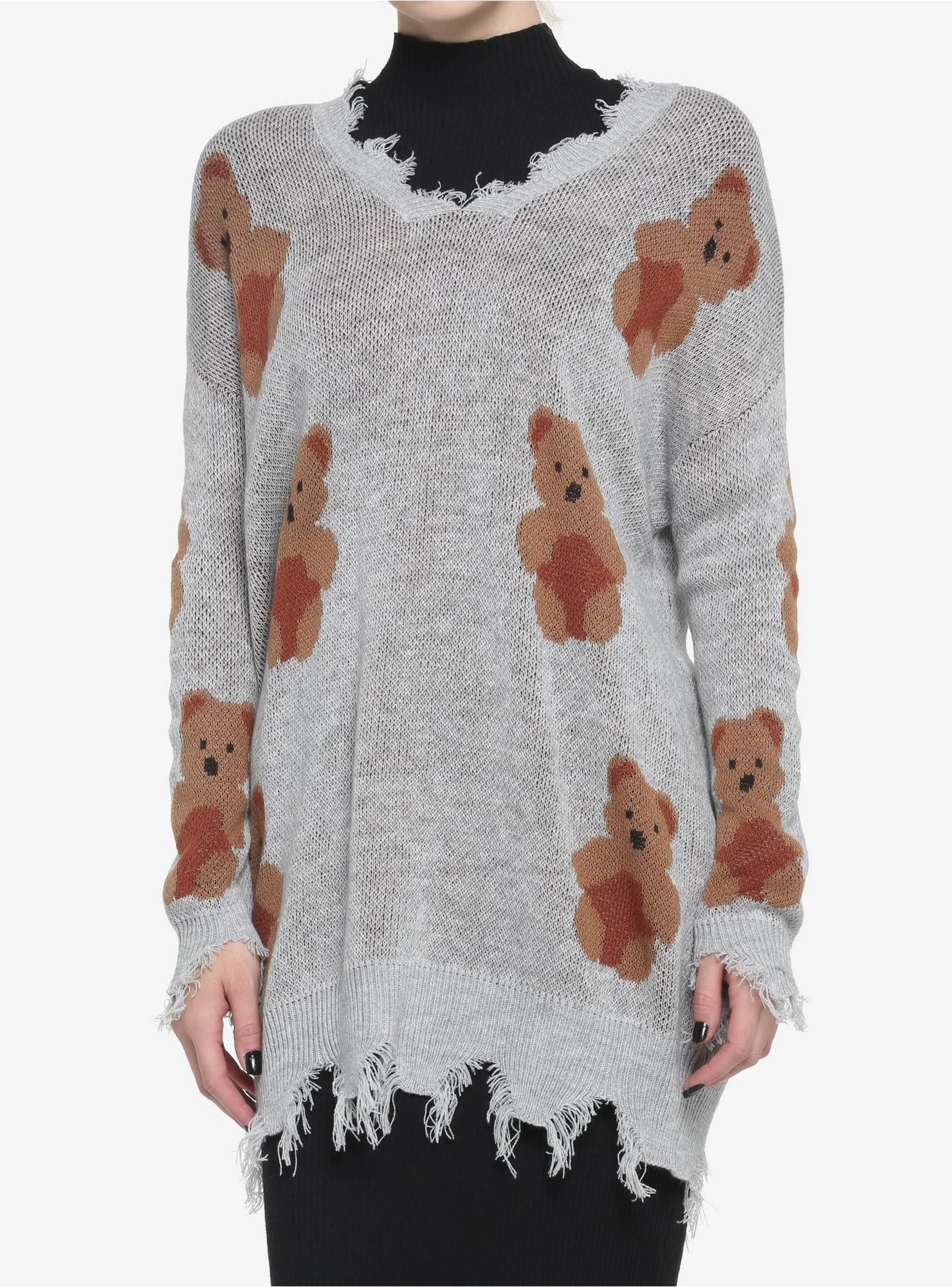 Teddy Bear Distressed Sweater Dress