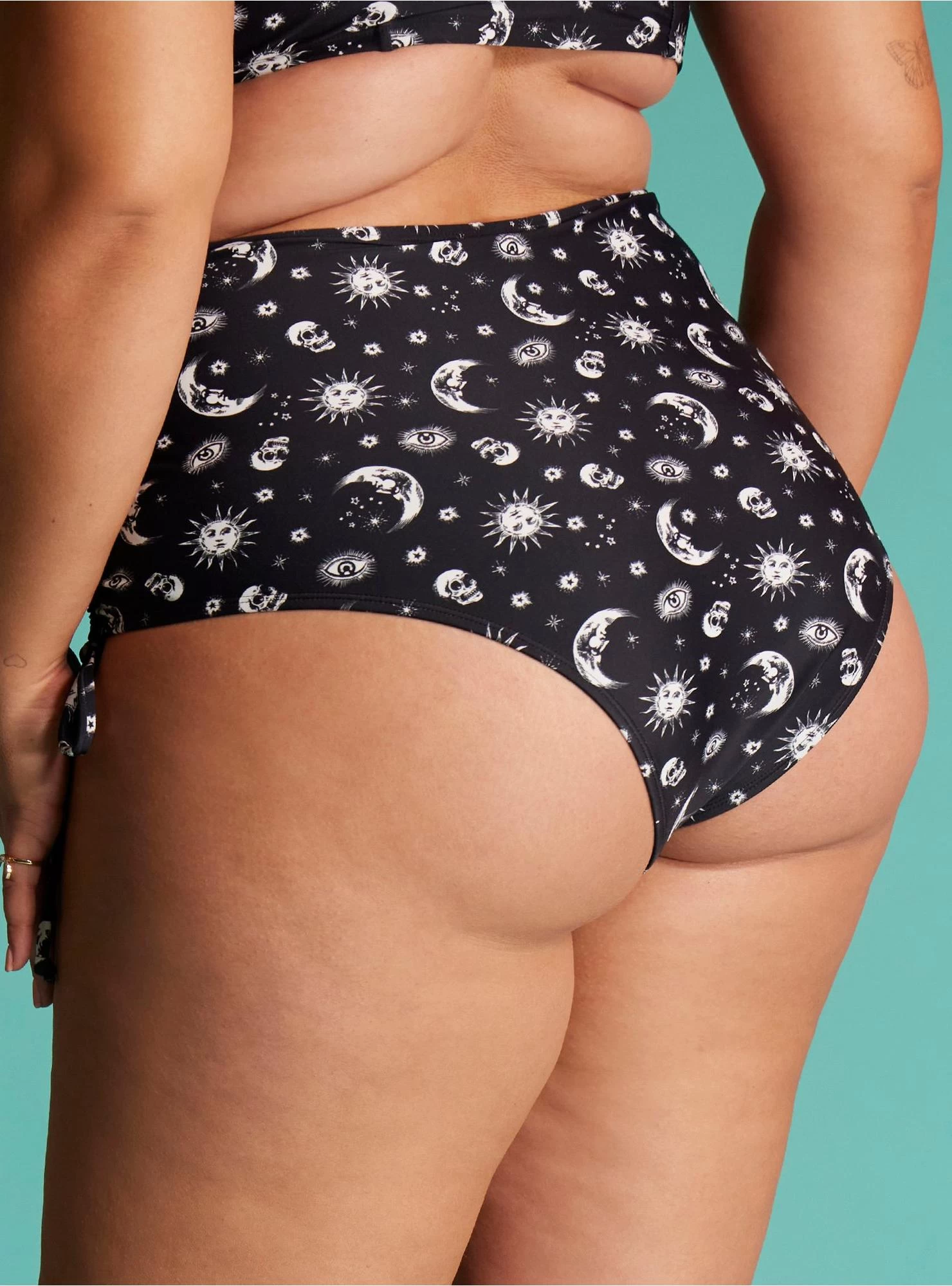 Celestial Skull High-Waisted Swim Bottoms Plus Size - Image 3
