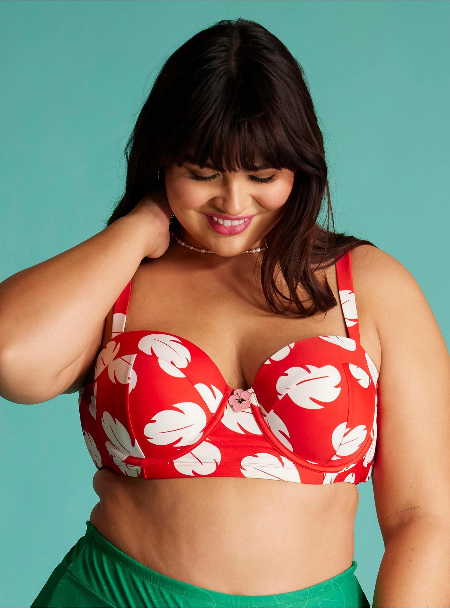 Disney Lilo & Stitch Leaf Print Swim Top Plus Size - Image 2