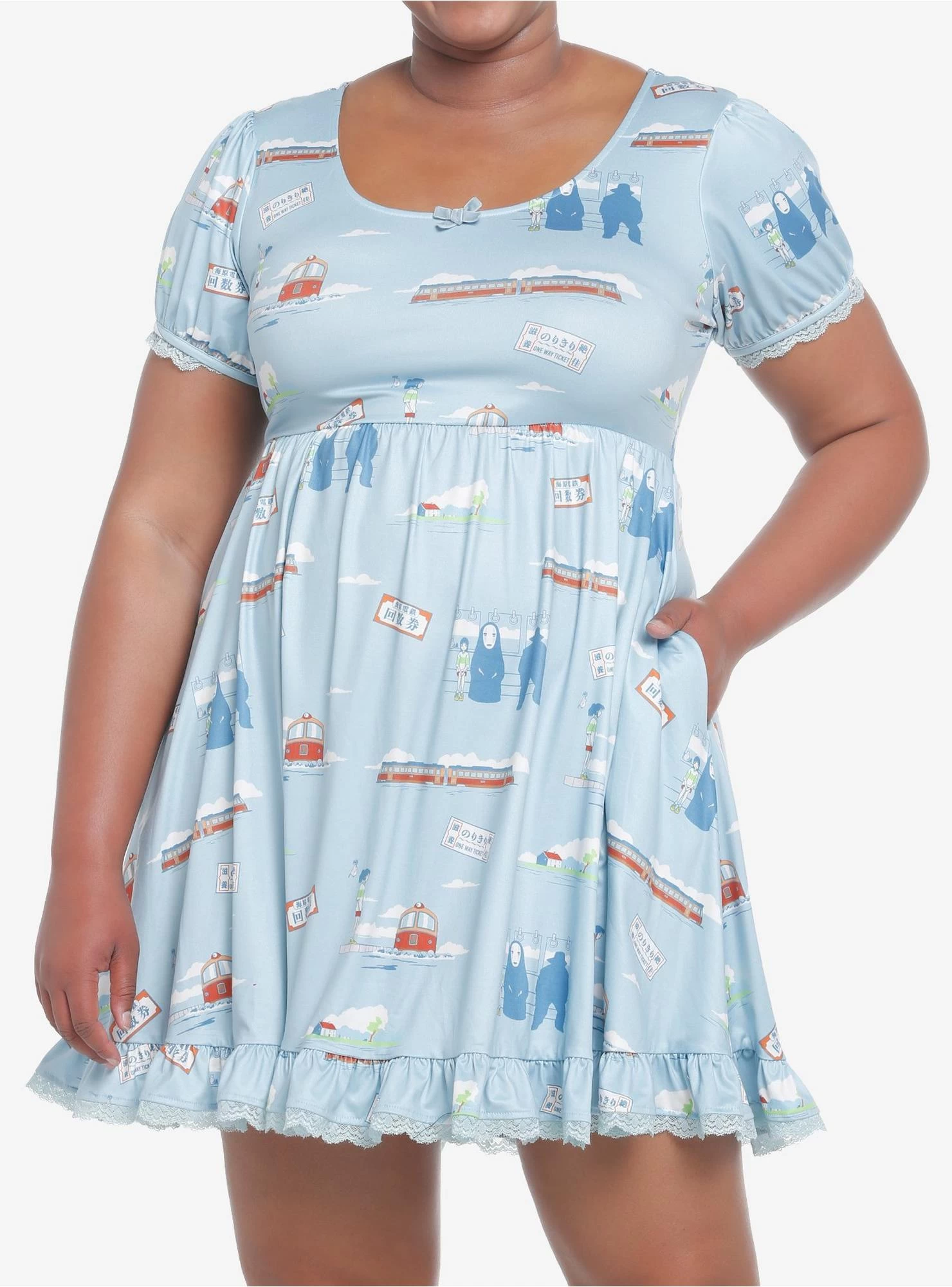 Studio Ghibli Spirited Away Sea Railway Ruffle Dress Plus Size