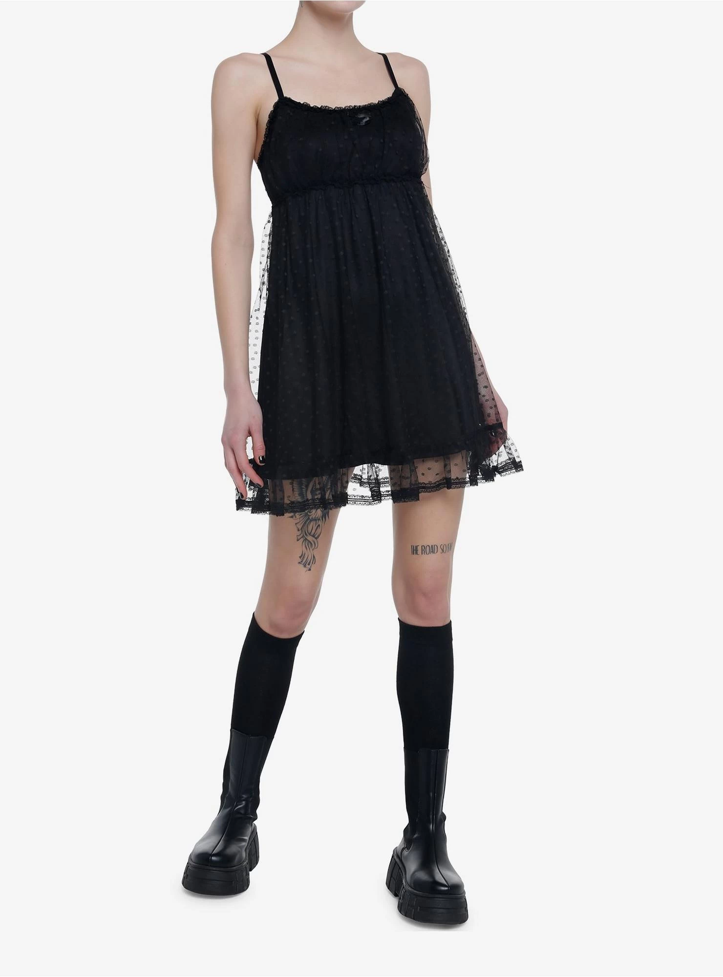 Black Empire Waist Slip Dress - Image 2