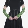 Social Collision Black & Green Contrast Stitch Arm Warmer Dress
