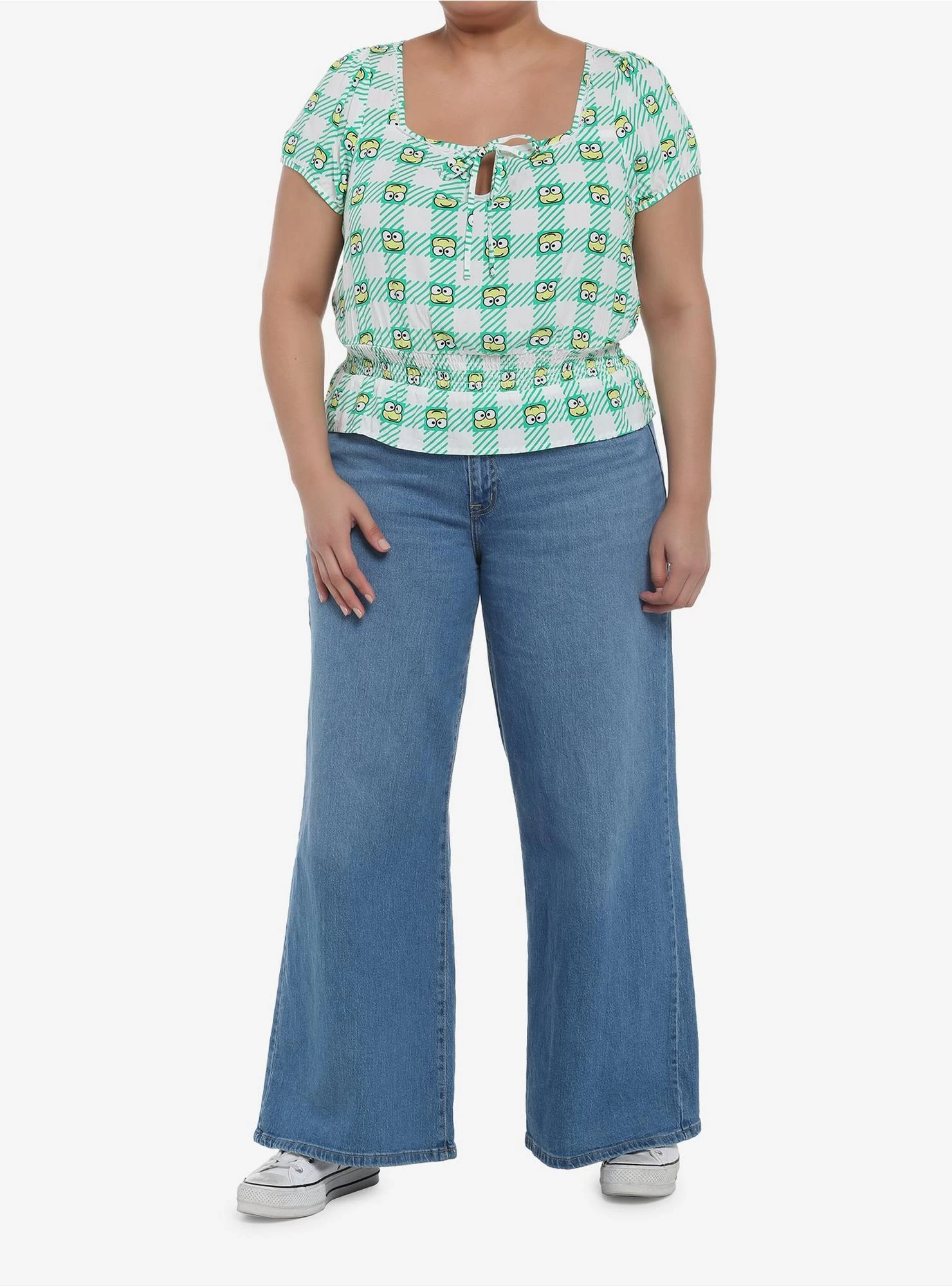 Keroppi Gingham Peplum Girls Woven Top Plus Size - Image 2