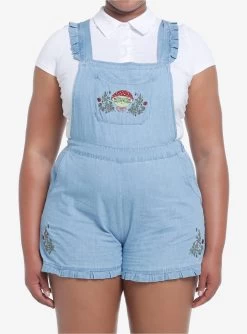 Frog With Mushroom Hat Ruffled Chambray Shortalls Plus Size