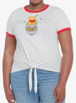 Disney Winnie The Pooh Tie-Front Girls Ringer T-Shirt Plus Size