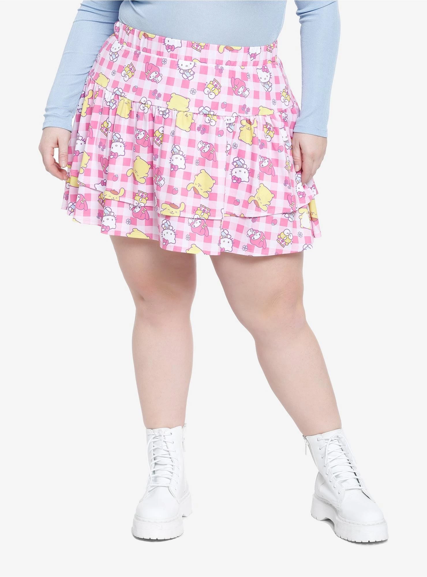 Hello Kitty And Friends Checkered Tiered Mini Skirt Plus Size