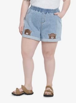 Sweet Society Teddy Bears Embroidered Mom Shorts Plus Size