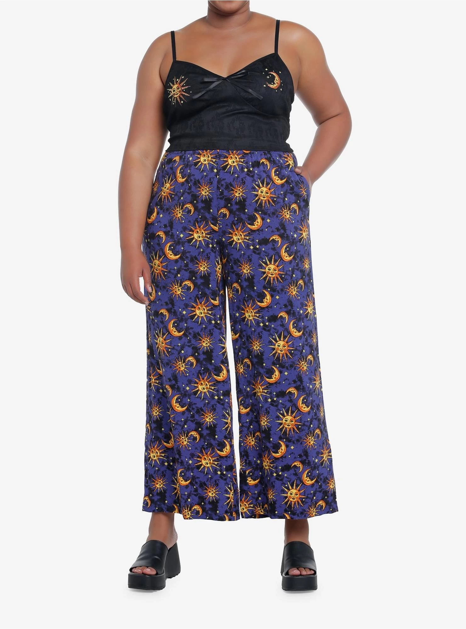 Celestial Sun & Moon Wide Leg Pants Plus Size - Image 3