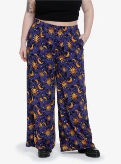 Celestial Sun & Moon Wide Leg Pants Plus Size