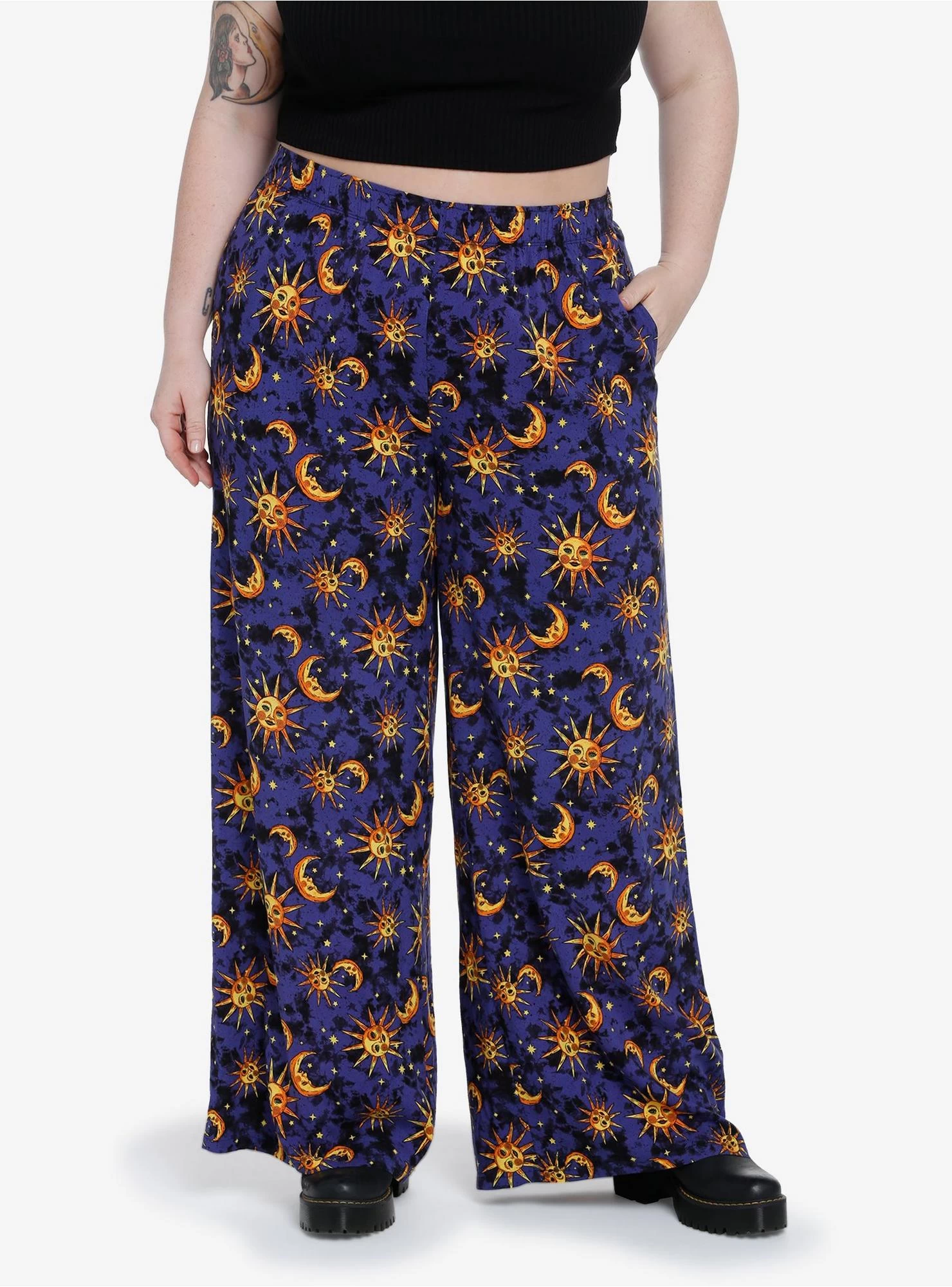 Celestial Sun & Moon Wide Leg Pants Plus Size