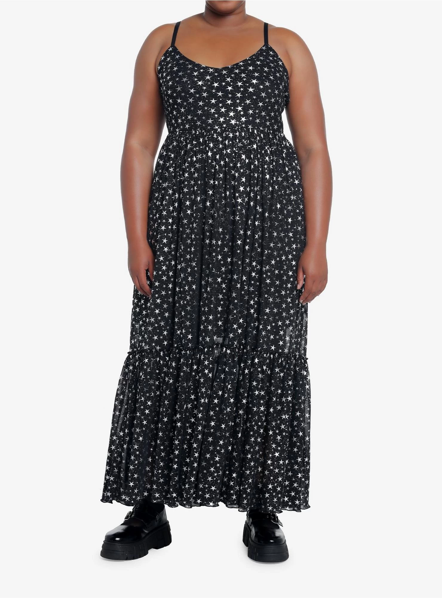 Cosmic Aura Star Mesh Maxi Dress Plus Size - Image 2