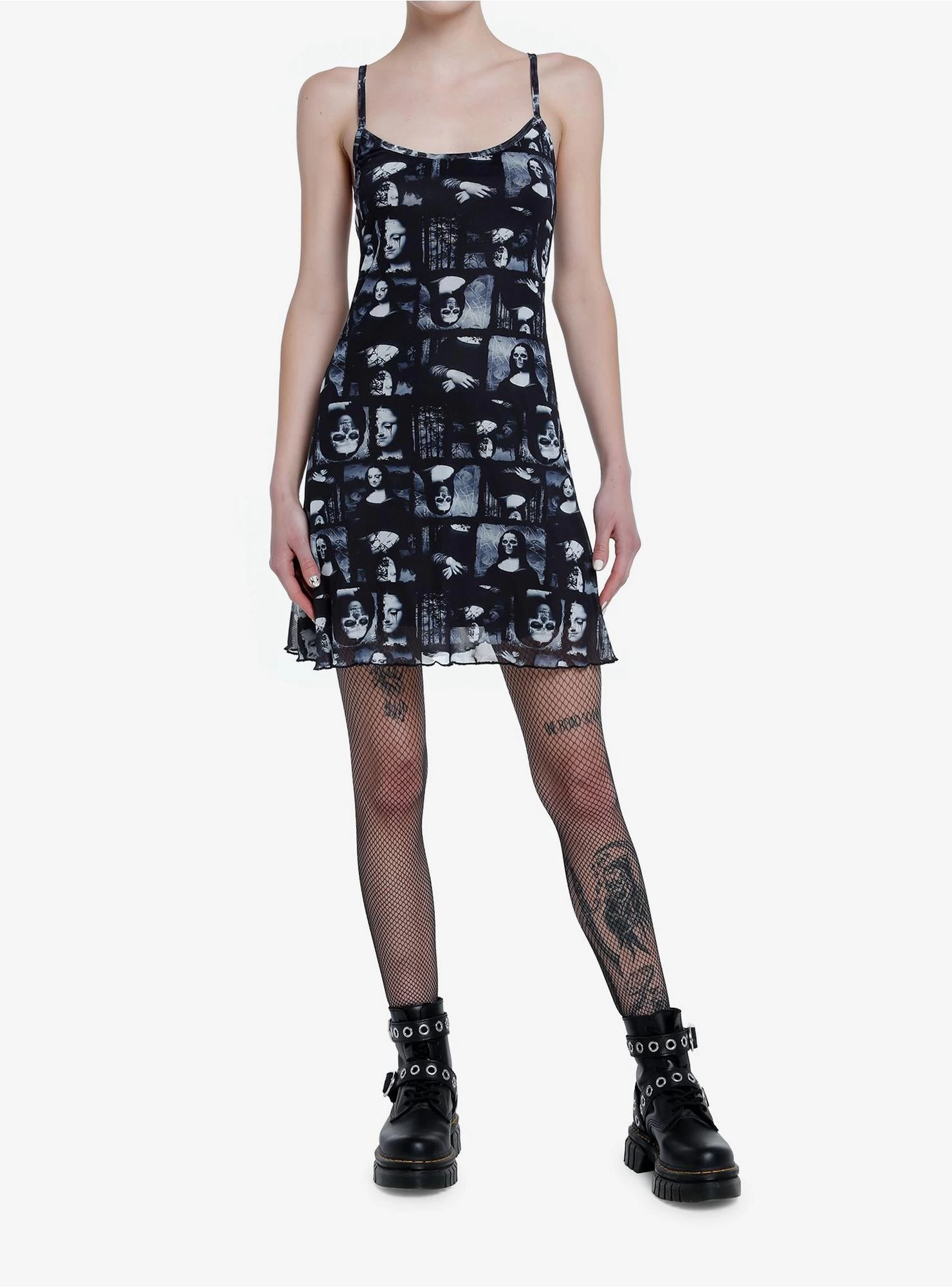 Social Collision Zombie Mona Lisa Mesh Mini Dress - Image 2
