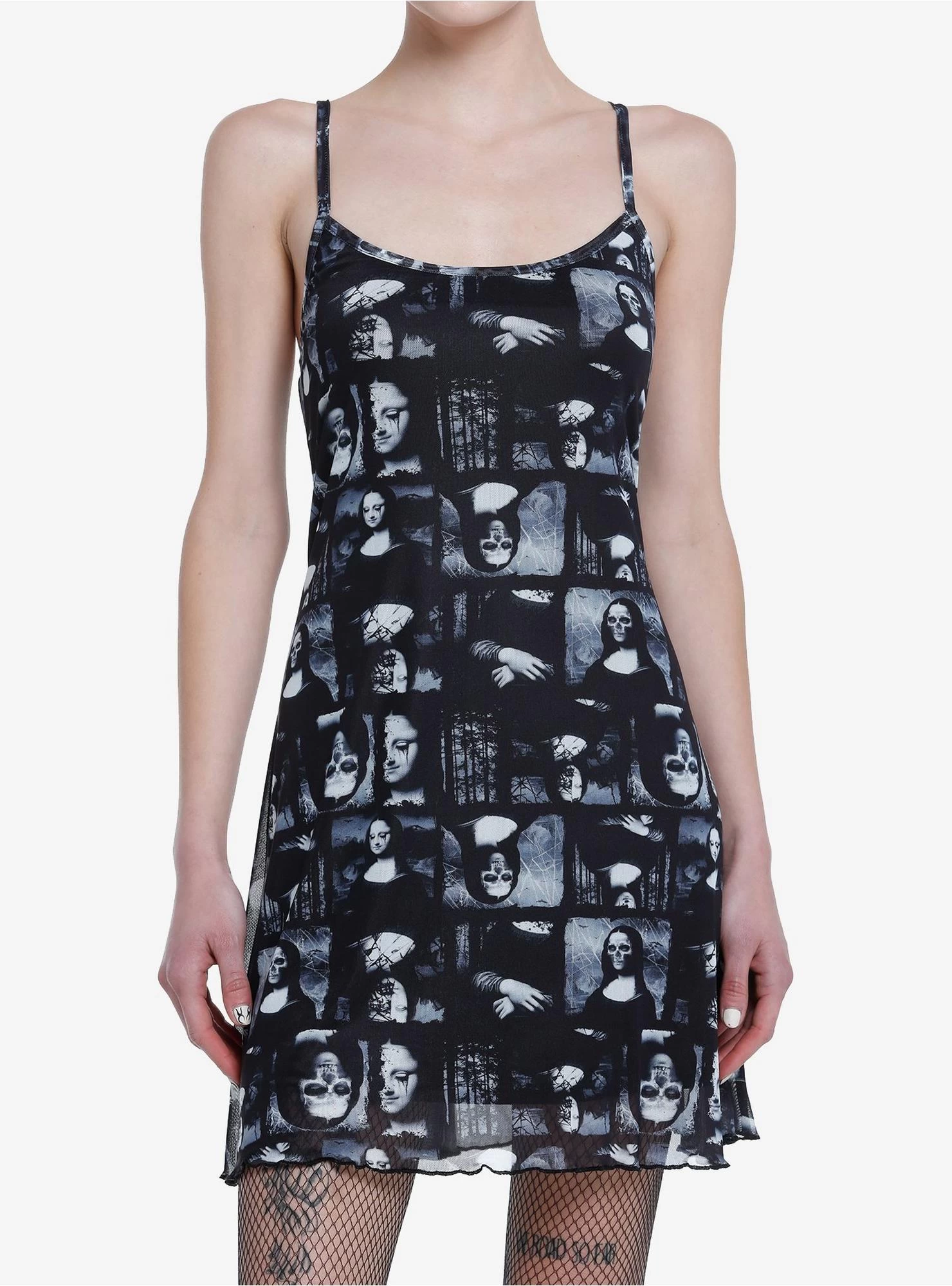 Social Collision Zombie Mona Lisa Mesh Mini Dress